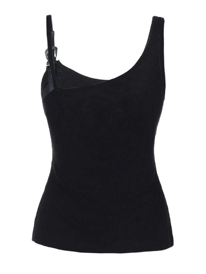 Dark Aesthetic Skull & Wing Print Buckle Strap Camisole Top