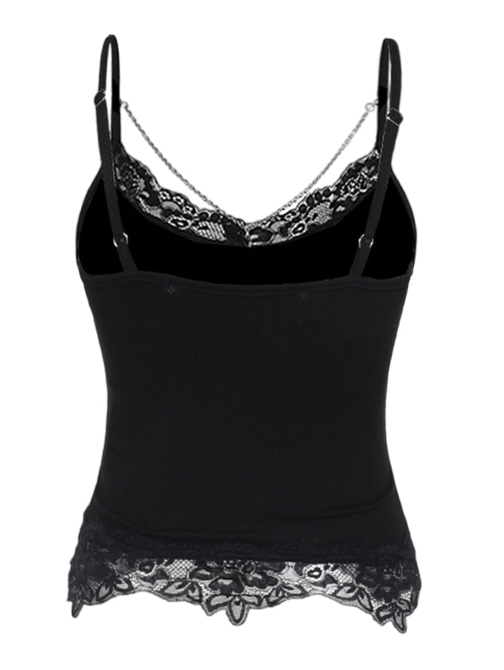 Bat & Letter Print Black Chain & Cross Tank Top