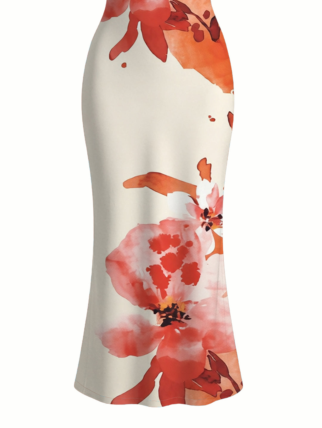 Vacation Dress Ink Painting Flower Print Spaghetti Strap Maxi Bodycon Dress