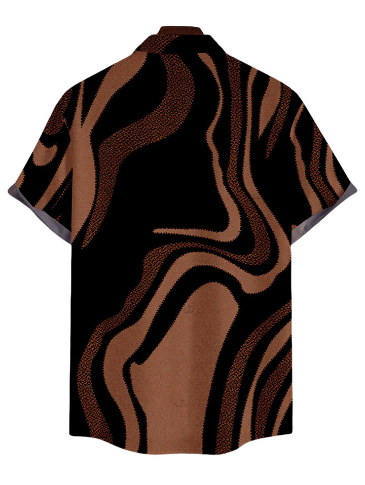 Men's Colorblock Swirl Marble Print Button Up Vacation Shirt