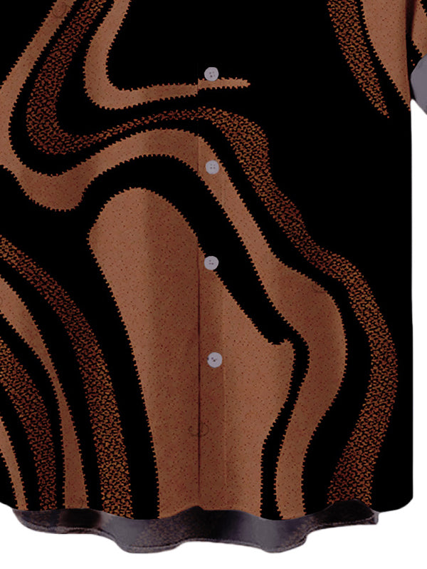 Men's Colorblock Swirl Marble Print Button Up Vacation Shirt