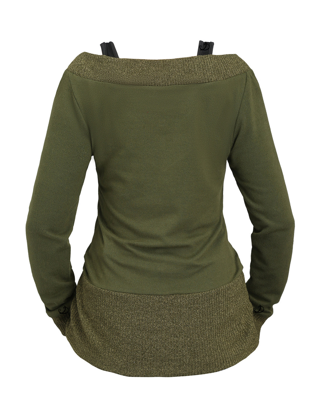 Heather Textured Long Sleeve 2 In 1 Faux Twinset Top